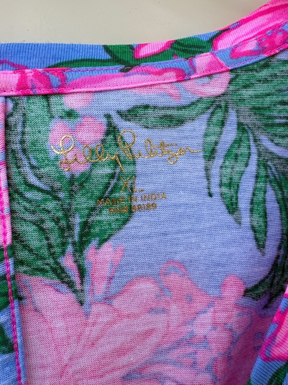 Lilly Pulitzer Blue Floral Long Sleeve Dress with Pink and Green Print - Picture 3 of 8